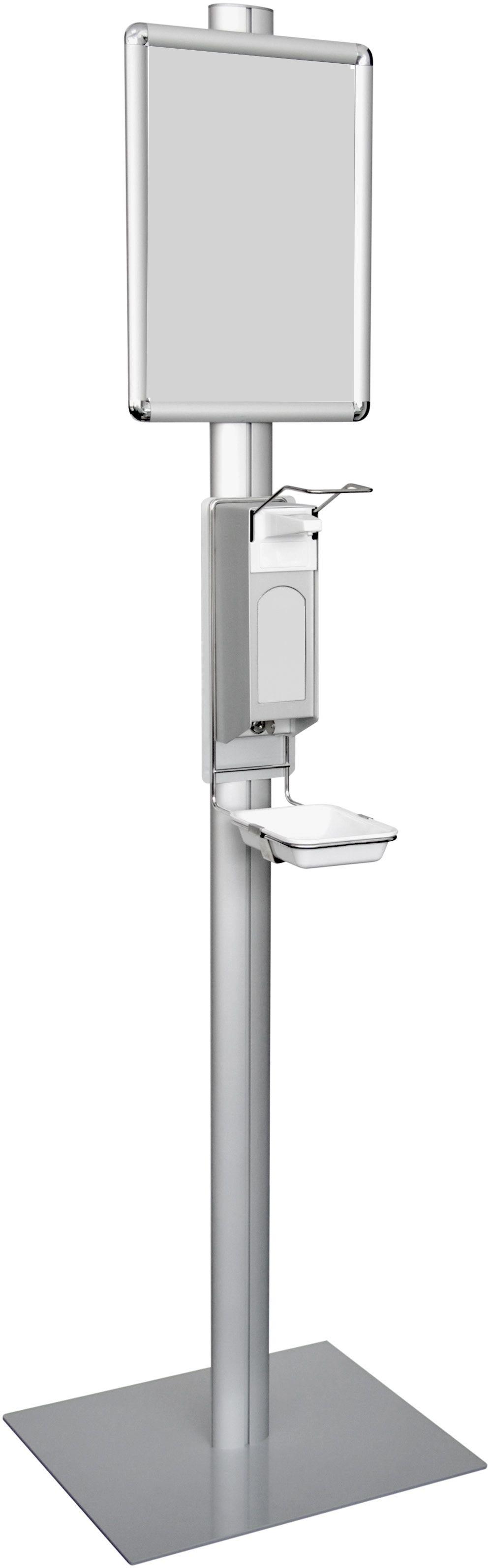 Mobile Desinfektionssäule mit Informationsrahmen