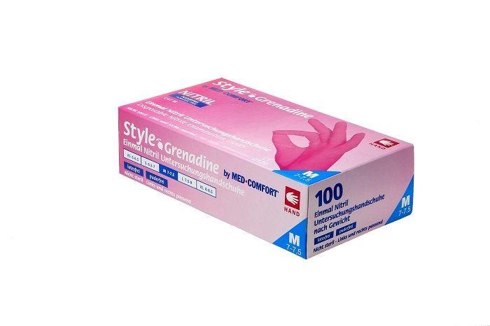 Nitrilhandschuhe, magenta, pink, Größe M, puderfrei, Style Grenadine by Med-Comfort