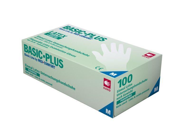Latexhandschuhe, weiß, Größe M, puderfrei, Basic-Plus