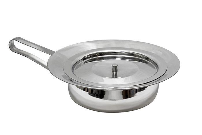 Edelstahl Steckbecken, mit Knopfdeckel, silberglänzend