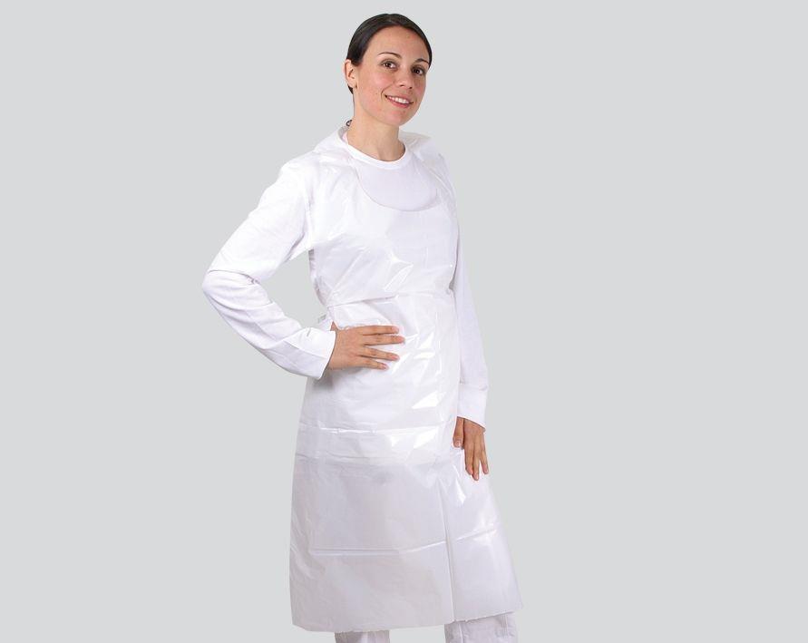 Einwegschürzen,weiß, glatte Oberfläche, 75 x 140 cm, Polyethylen, Med-Comfort