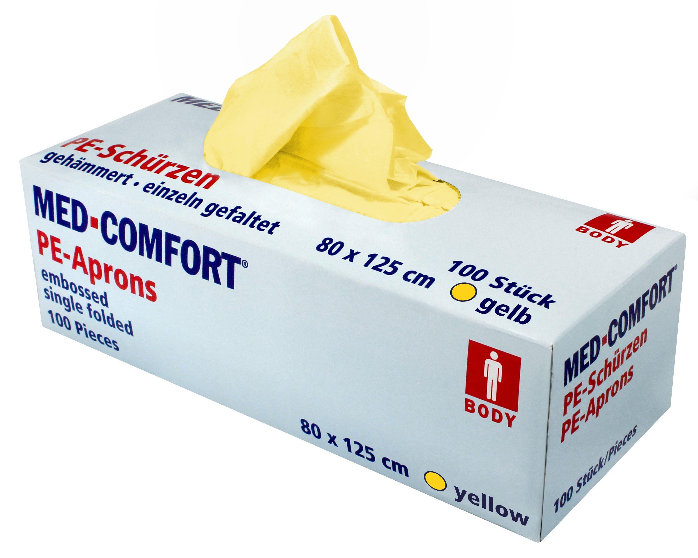 Einwegschürzen, gelb, 80 x 125 cm, Polyethylen, Med-Comfort