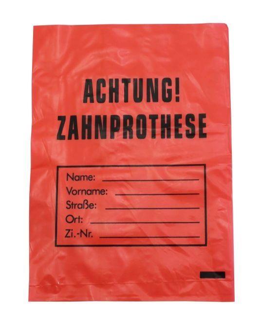 LDPE Zahnprothesenbeutel, Farbe rot, 17 x 24 cm