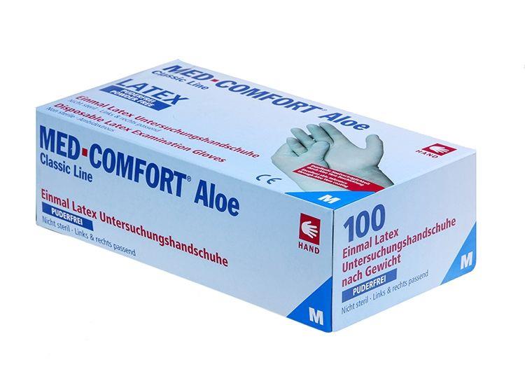 Latexhandschuhe, mintgrün, grün, Größe M, puderfrei, Med-Comfort Aloe
