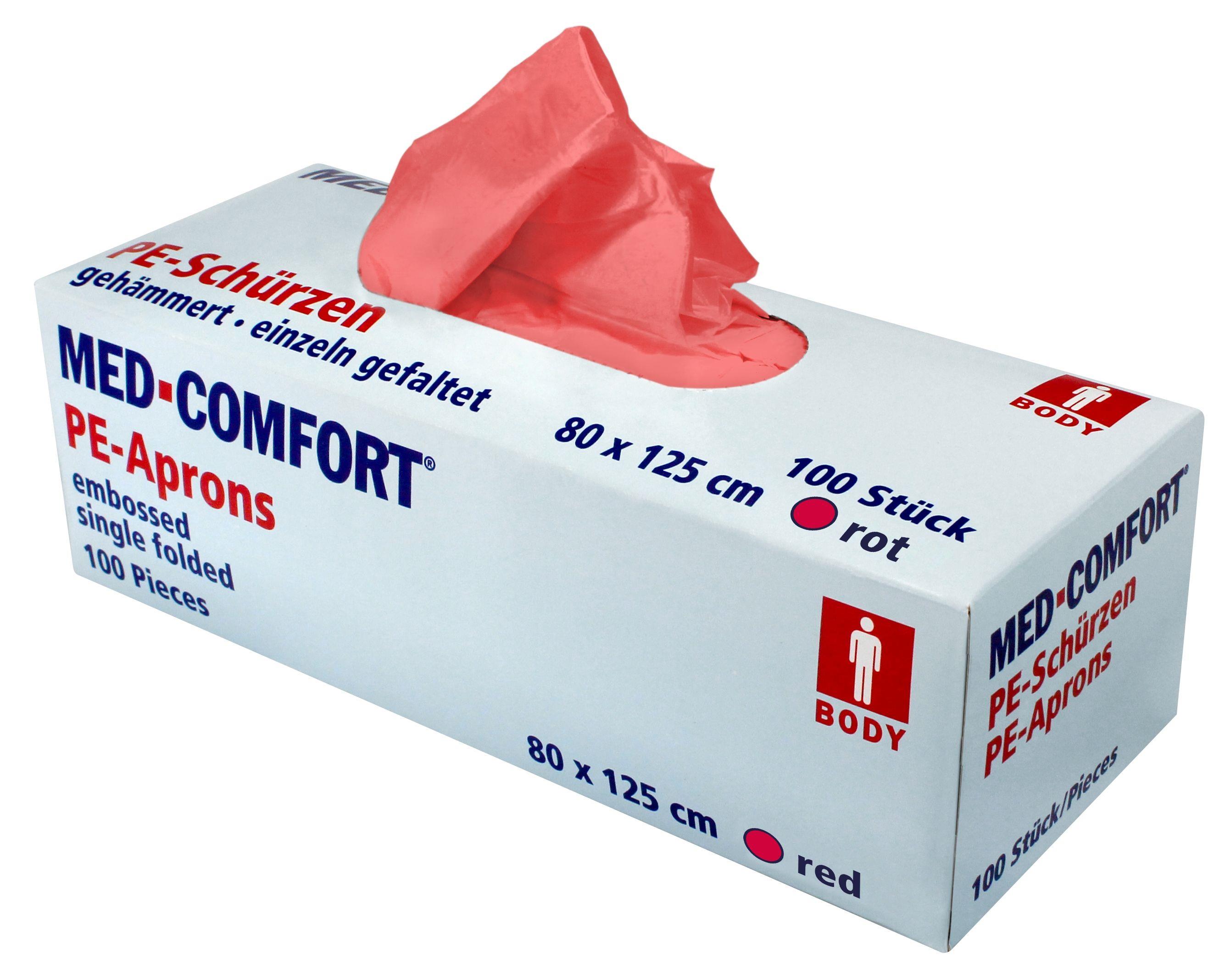 Einwegschürzen, rot, 80 x 125 cm, Polyethylen, Med-Comfort