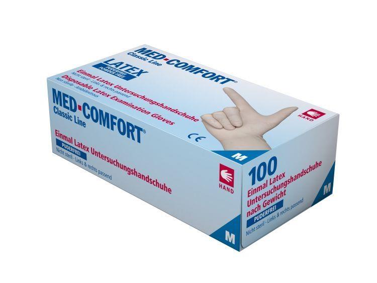 Latexhandschuhe, weiß, Größe XL, puderfrei, Med-Comfort: Latex Einweghandschuhe als Untersuchungshandschuhe & Schutzhandschuhe kaufen.