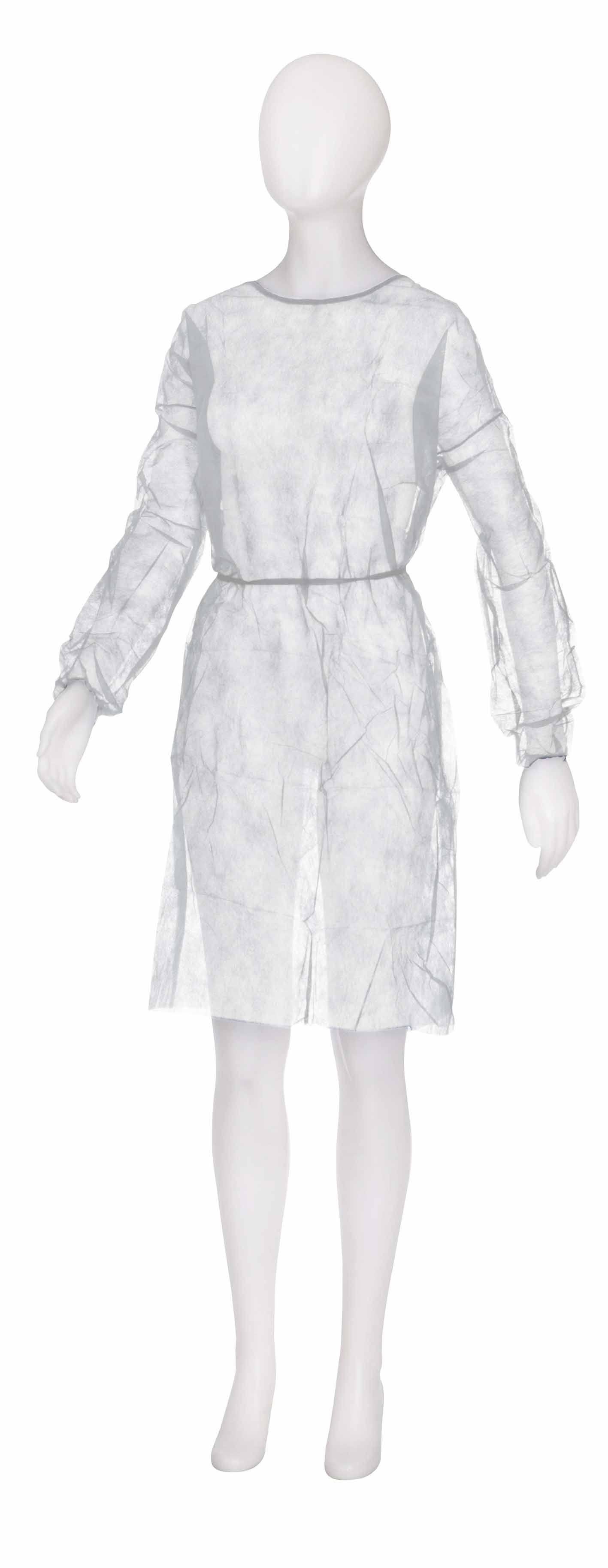 PP Einweg Besucherkittel, Größe M, L, Farbe, dunkelgrün, grün, Vlies, Med-Comfort: Einmalkittel zum Binden mit Gummiband im Ärmel kaufen.