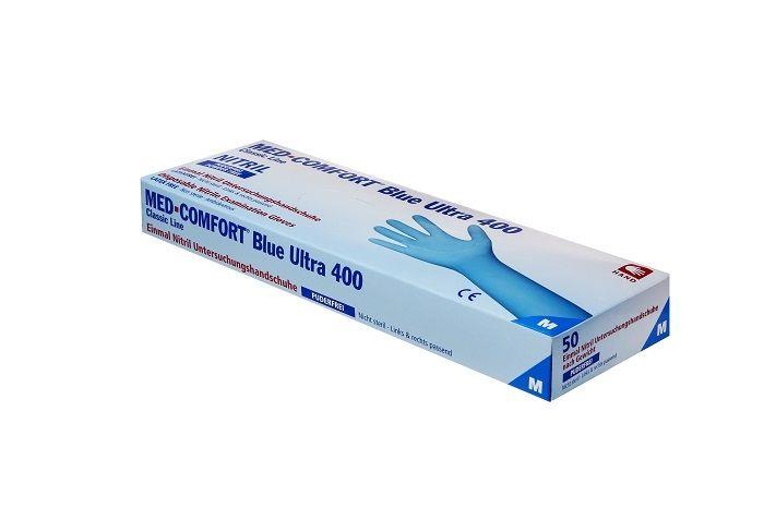 Nitrilhandschuhe, blau, Größe XL, puderfrei, Med-Comfort Ultra 400: Nitril Einmalhandschuhe als Schutzhandschuhe und Untersuchungshandschuhe kaufen.