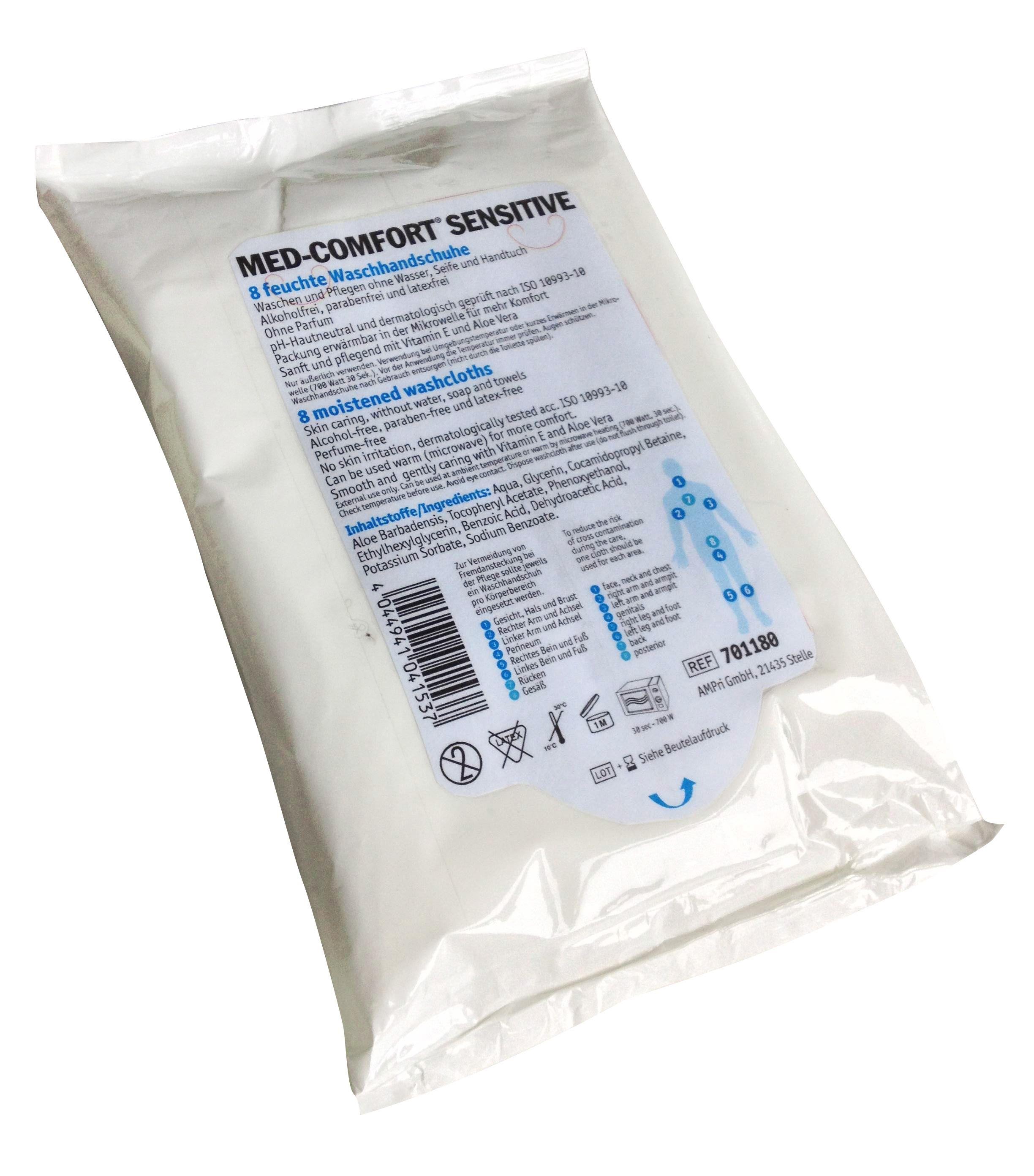 Feuchter Einweg Waschhandschuh, weiß, Spinnvlies, Med-Comfort