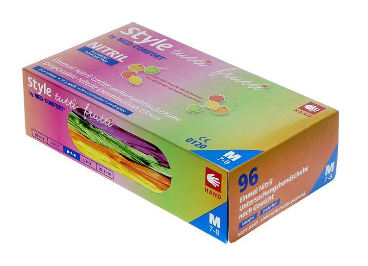 Nitrilhandschuhe, bunt, Farbenmix, Größe M, puderfrei, Style tutti frutti by Med-Comfort