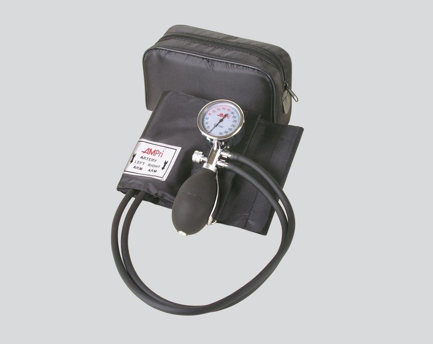 Oberarm Aneroid Blutdruckmessgerät, schwarz, Manschette mit Bügelring, Med-Comfort