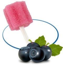 PP Mundpflegestäbchen mit PU Schwamm, 100 mm, Geschmack Johannisbeere, Kopf rosa, Top-Comfort