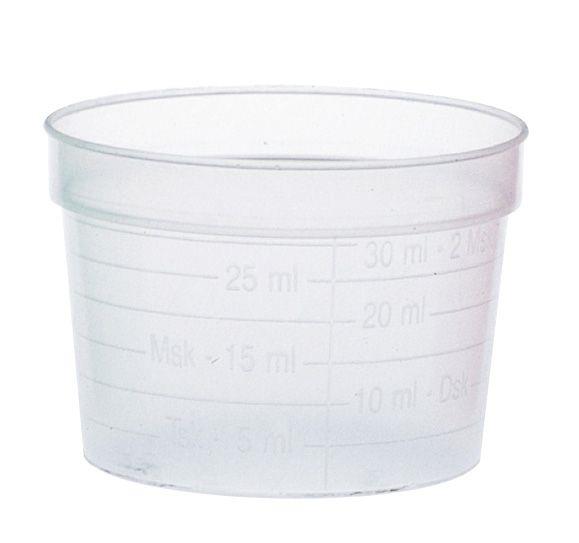 PP Medizinbecher, Farbe transparent, milchig, 30 ml, graduiert