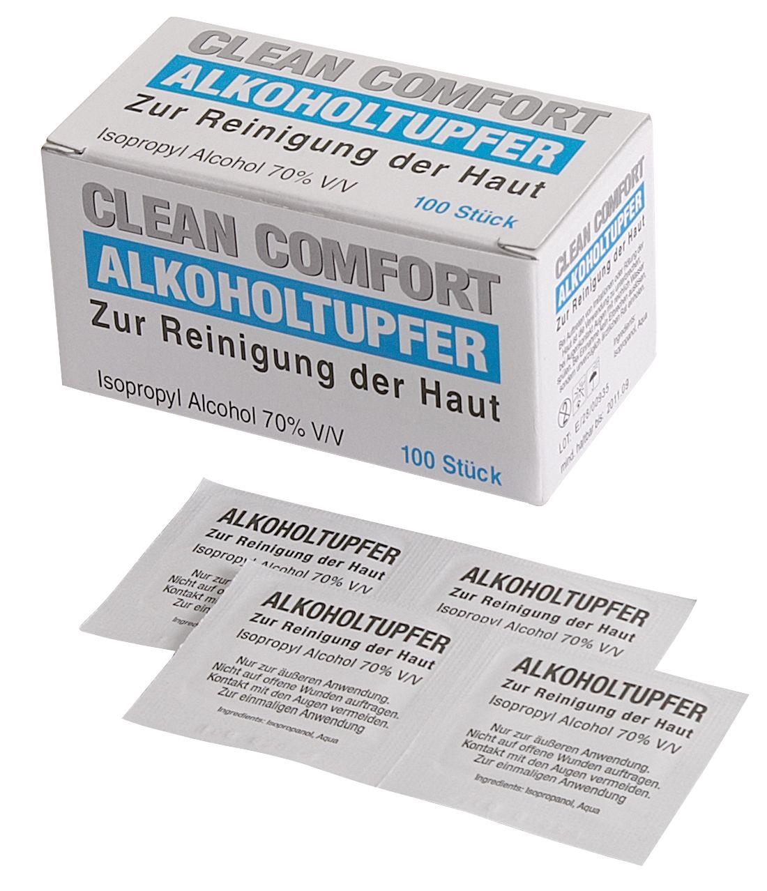 PP Viskose Alkoholtupfer, weiß, 6,5 x 3 cm - gefaltet auf 3,2 x 3 cm, Clean-Comfort