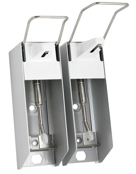 Wandspender für 1000 ml Desinfektionsmittel und Flüssigseifen, 320 x 94 x 230 mm, langer Hebel