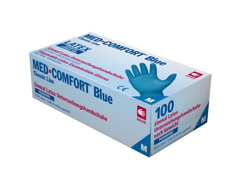 Latexhandschuhe, blau, Größe L, puderfrei, Med-Comfort blue: Einweg Untersuchungshandschuhe & Schutzhandschuhe aus Latex kaufen.