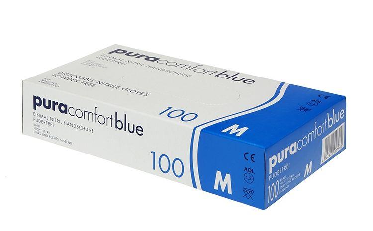 Nitrilhandschuhe, blau, Größe L, puderfrei, Puracomfort blue: Nitril Einmalhandschuhe als Schutzhandschuhe und Untersuchungshandschuhe aus Nitril kaufen.