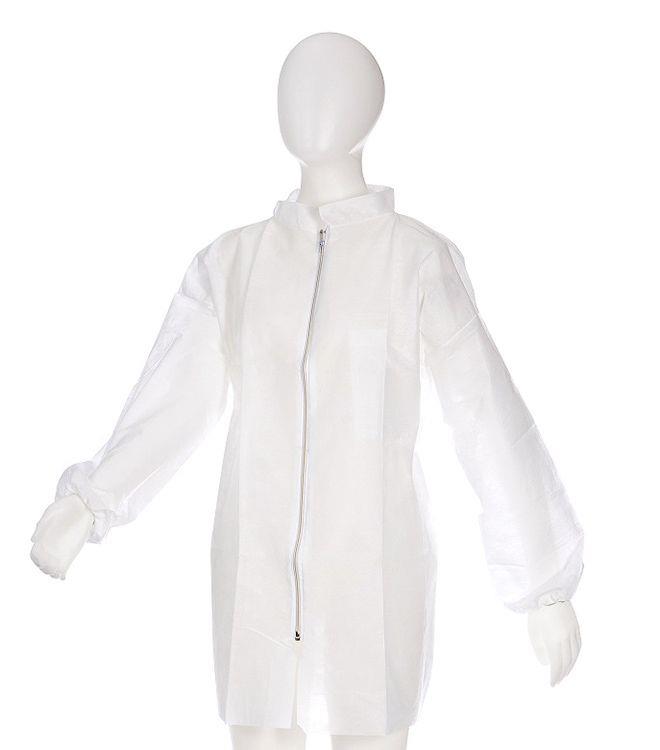 PP-Vlies Besucherjacke mit Reißverschluss, weiß, Größe M, Med-Comfort