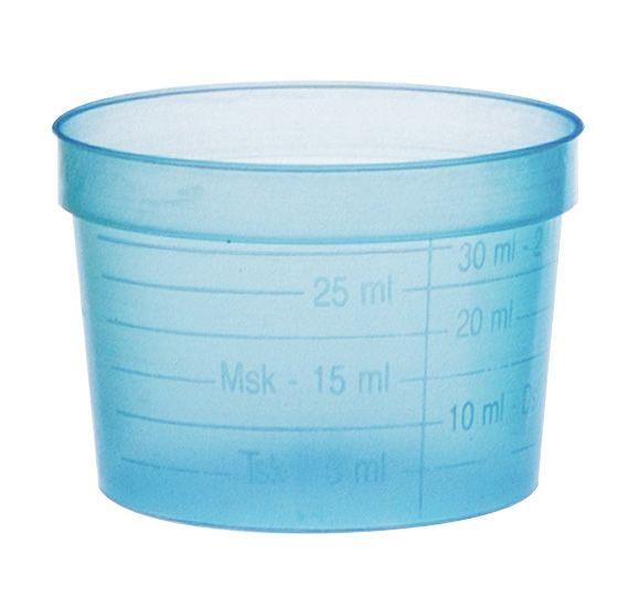 PP Medizinbecher, Farbe blau, 30 ml, graduiert