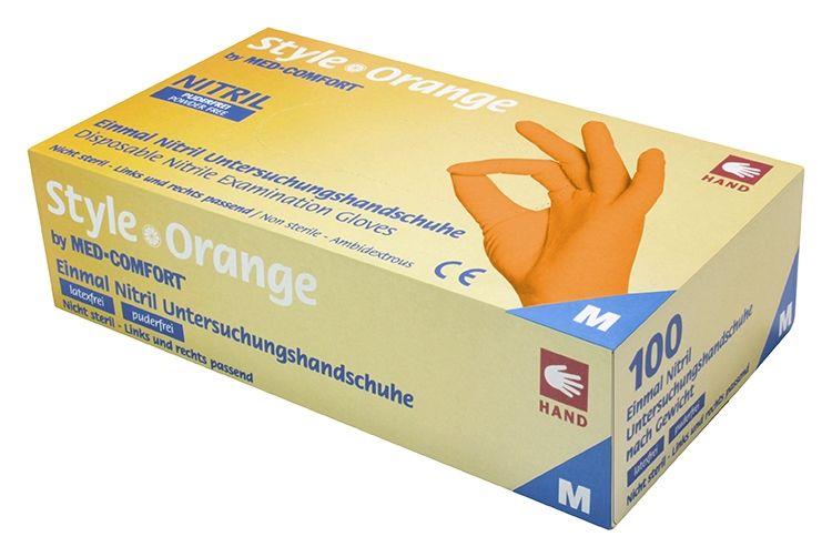 Nitrilhandschuhe, orange, Größe M, puderfrei, Style orange by Med-Comfort