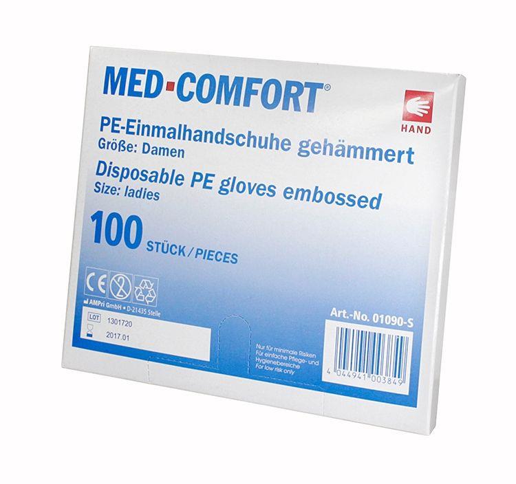 PE Handschuh, transparent, milchig, Größe S (Damen), gehämmert, Med-Comfort: PE Einweghandschuhe kaufen.