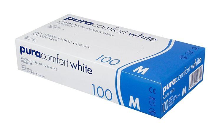 Nitrilhandschuhe, weiß, Größe M, puderfrei, Puracomfort white