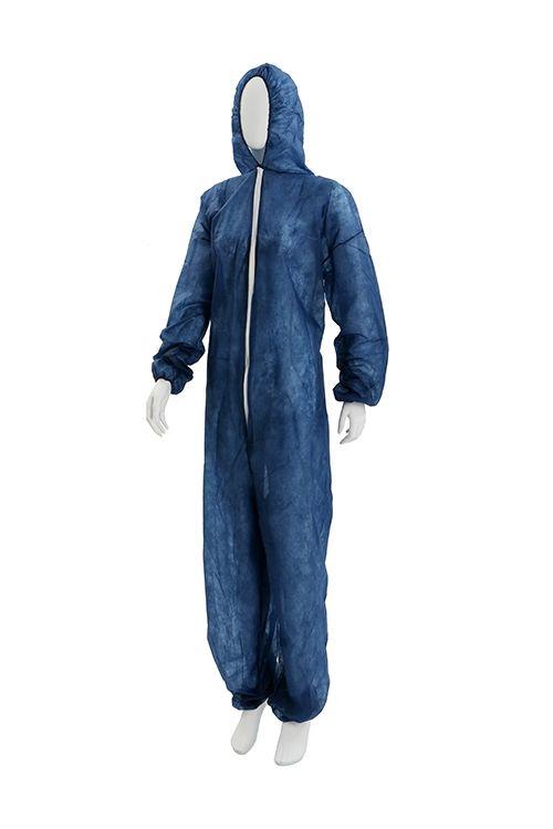 Polypropylen Overall, dunkelblau, blau, Gr. L, Med-Comfort: Einwegoverall mit Reißverschluss und Kapuze als Schutzkleidung kaufen.