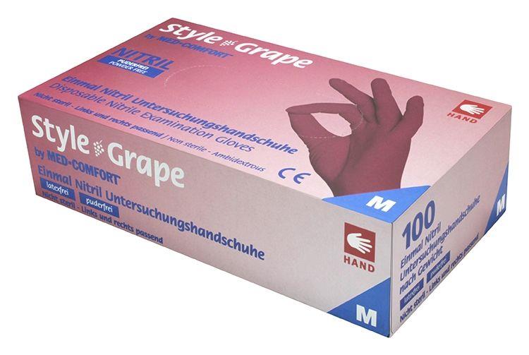 Nitrilhandschuhe, bordeaux, rot, Größe M, puderfrei, Style Grape by Med-Comfort