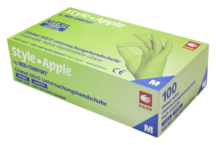 Nitrilhandschuhe, apfelgrün, grün, Größe M, puderfrei, Style Apple by Med-Comfort