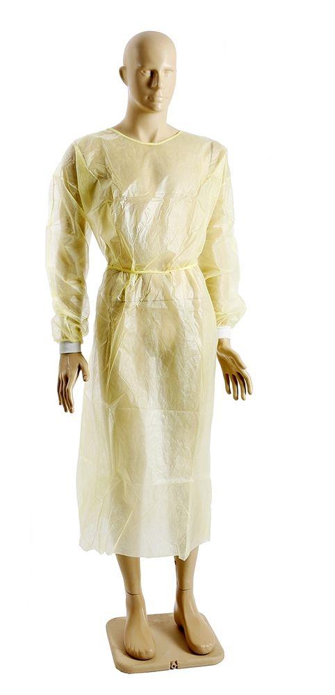 Vlieskittel mit PE-Beschichtung, Größe L, XL, Farbe gelb, Vlies, Med-Comfort